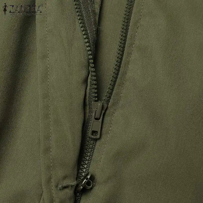 Vintage Button Front Lapel Short Sleeved Belted Cargo Jumpsuits
