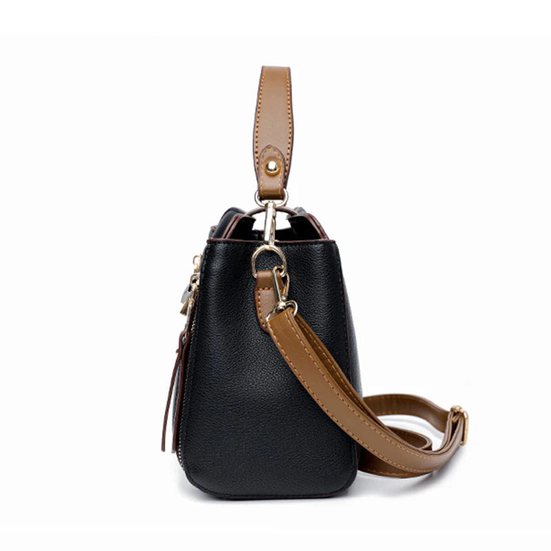 Modern Small Handle Strap Gold Hardware PU Leather Handbags - Flossy Mom