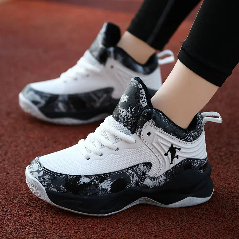 Thick Sole Non-slip Leather Training Basketball Sneakers