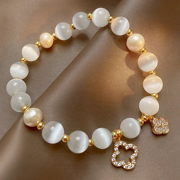 Women's Crystal Opal Pearl Clover Luxury Bracelet