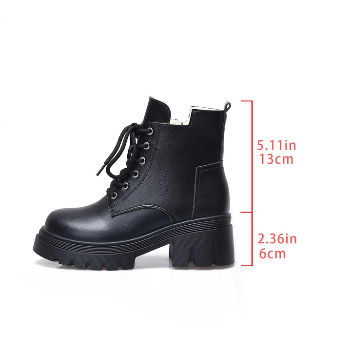 Plush Fur Gothic Punk Platform Motorcycle Boots - Flossy Mom