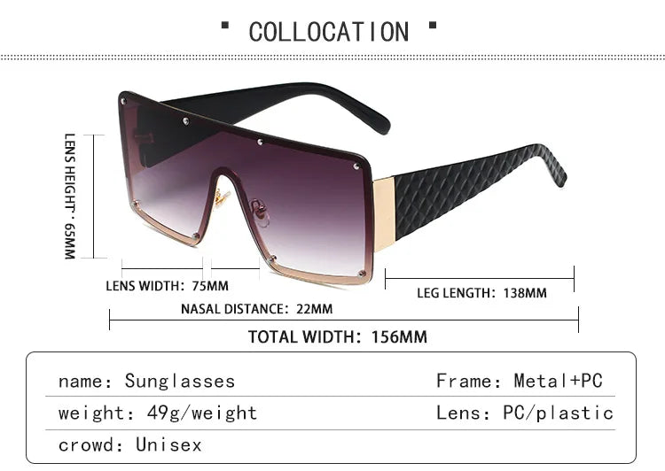 🔥 Fashion Oversized Rivet Frames Gradient Shades - Flossy Mom