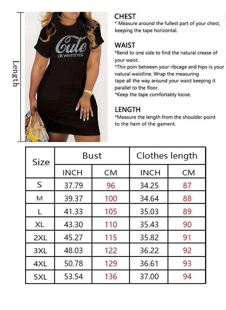 Plus Size Women's LA Print Summer T-Shirt Dresses