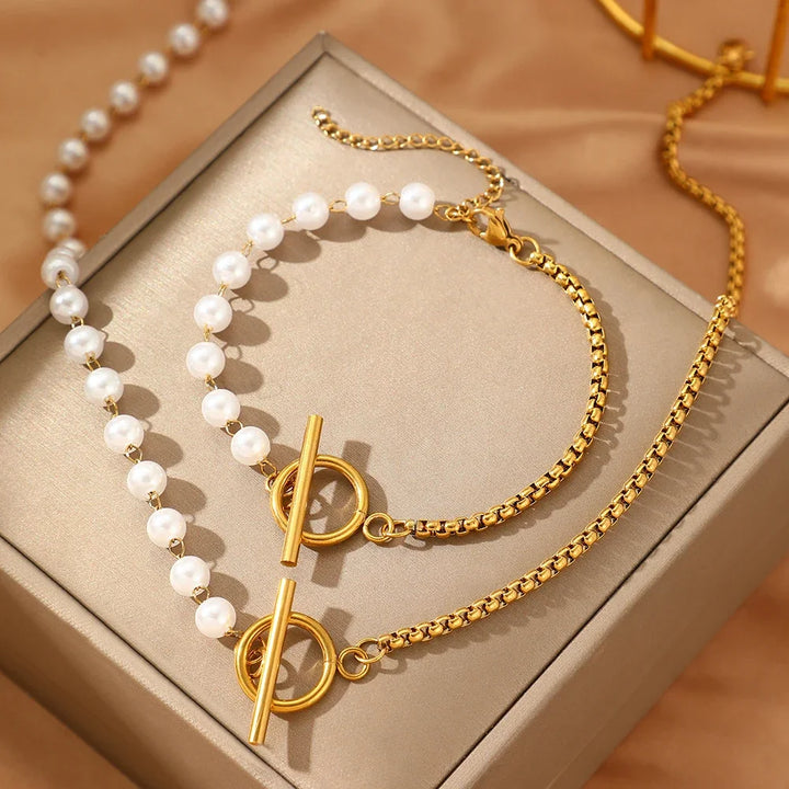 Pearl  Bracelet & Necklace Jewelry Set - Cherished Moments - Flossy Mom