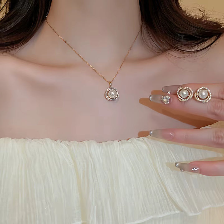 Radiant Pearl Necklace, Ring & Earrings Jewelry Sets - Flossy Mom