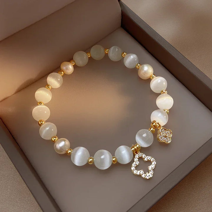 Women's Crystal Opal Pearl Clover Luxury Bracelet