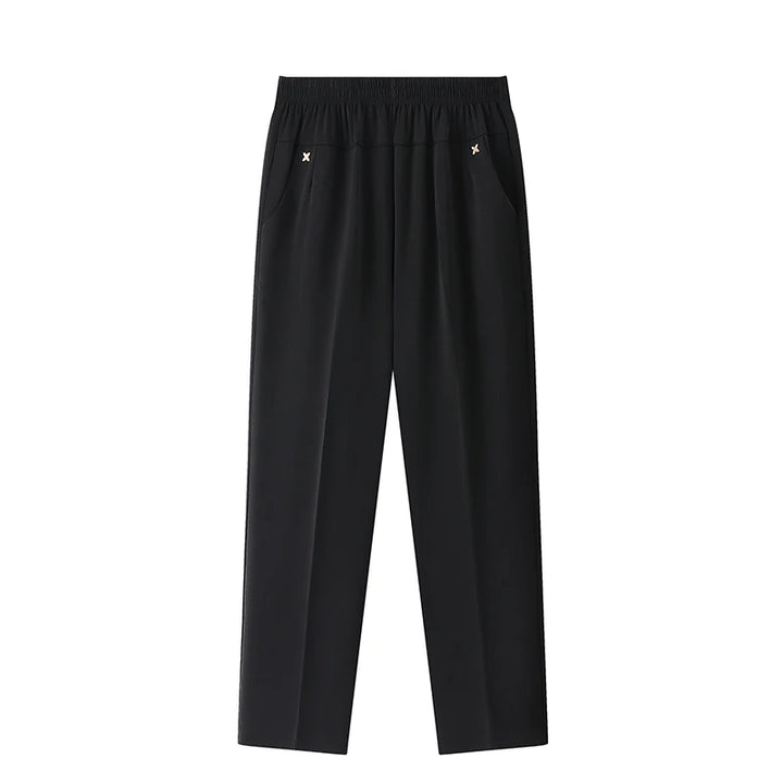 Women's Relaxed-Fit Wide Leg Pants – Soft Cotton Elastic Waist Lounge Pants Plus Size