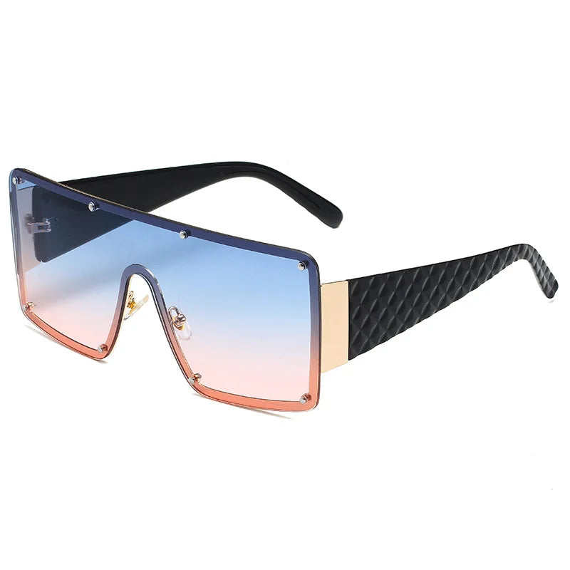 🔥 Fashion Oversized Rivet Frames Gradient Shades - Flossy Mom