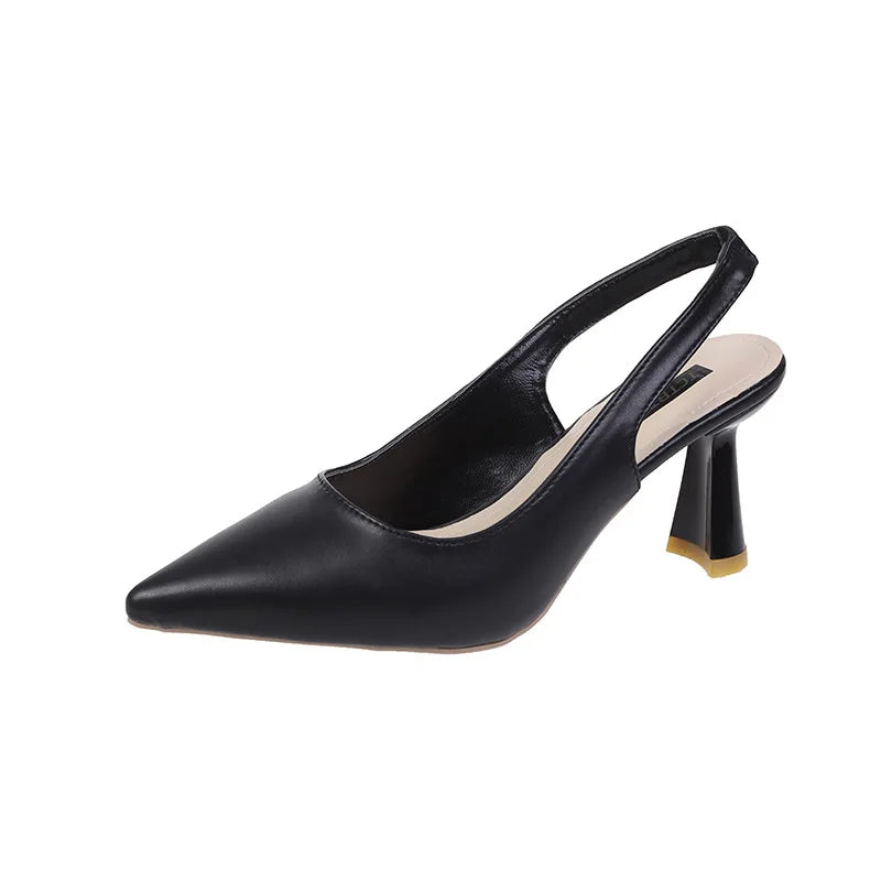 Breathable PU Leather Slingback Stiletto Heels