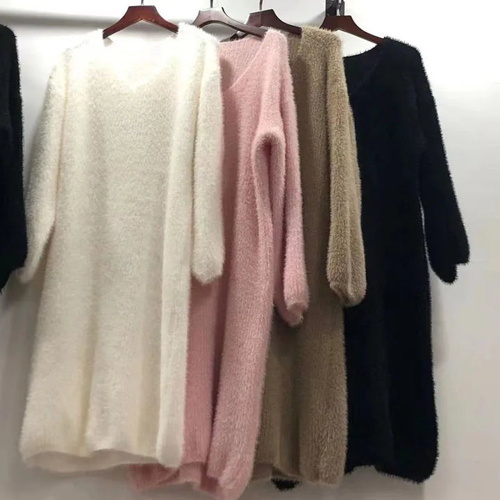 Plush Oversize Soft Knitted Mink Sweater Dresses