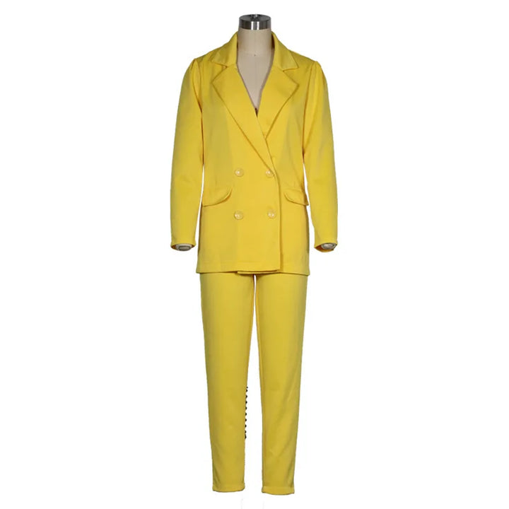 Office Lady Professional Tight-Waist Blazer and Pants Suits