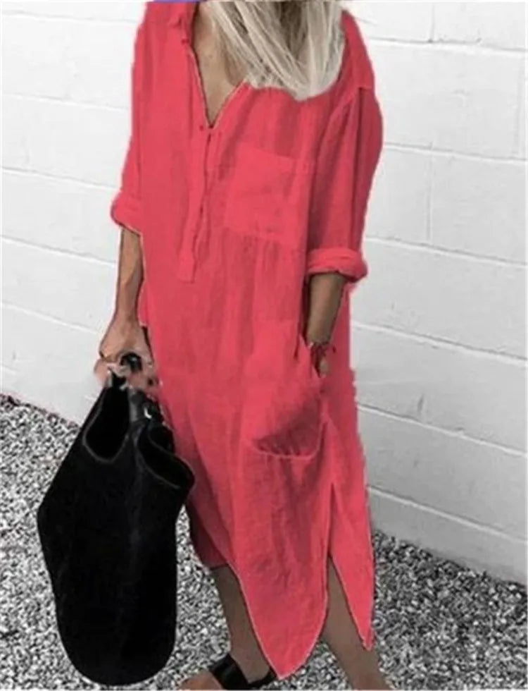 plus size women's summer coral split dress"