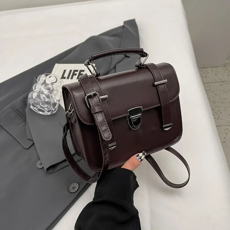 Small Square Metal Lock Buckle PU Lether Handbags - Flossy Mom