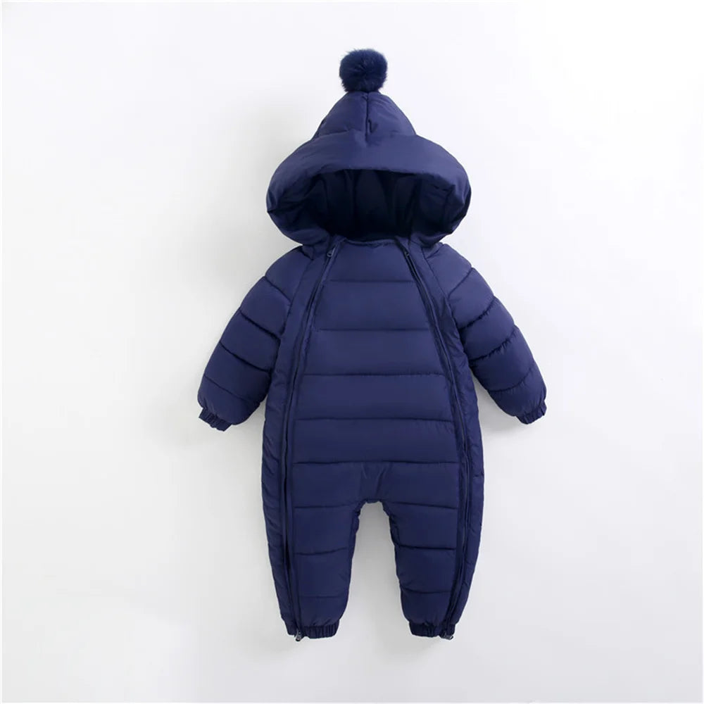 Warm Double Zipper Long Sleeves Hooded Snowsuits