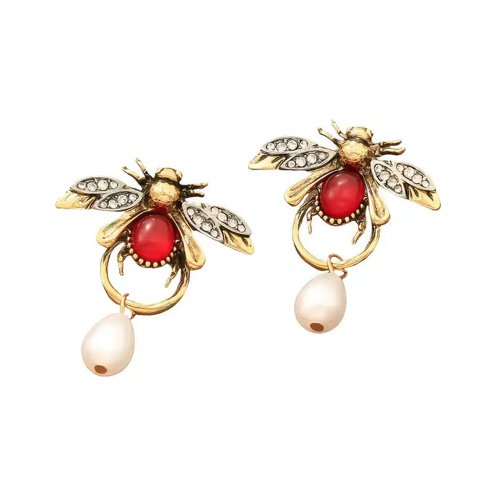 Women's Earrings - Retro Bumble Bee Cubic Zirconia Platinum Plated Stud