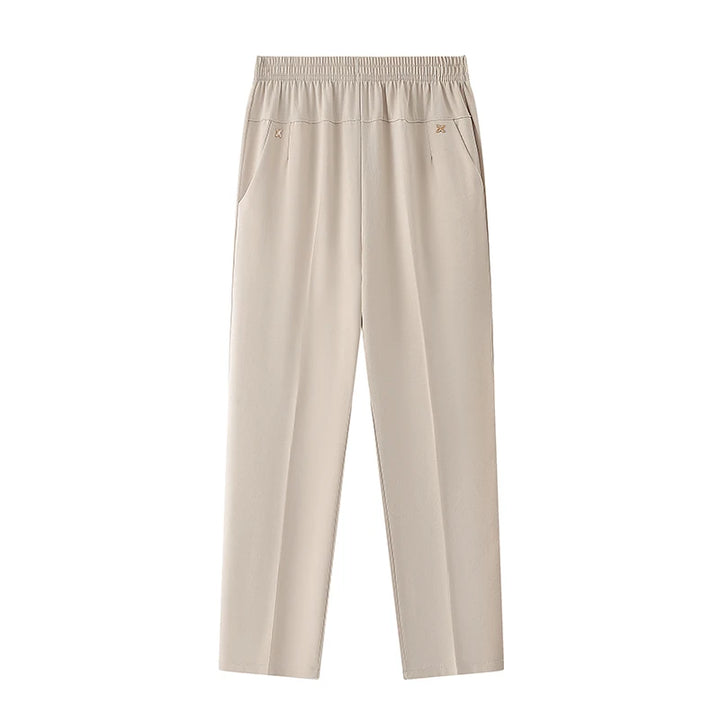 Women's Relaxed-Fit Wide Leg Pants – Soft Cotton Elastic Waist Lounge Pants Plus Size