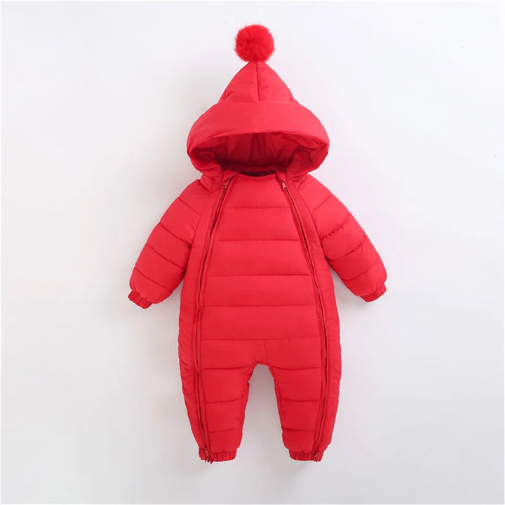 Warm Double Zipper Long Sleeves Hooded Snowsuits