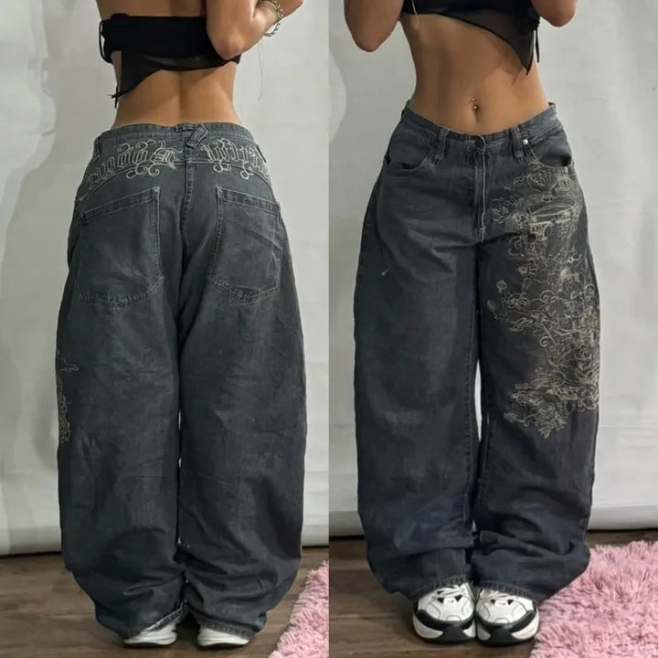 Baggy Button-fly Wide Leg High Waist Denim Jeans