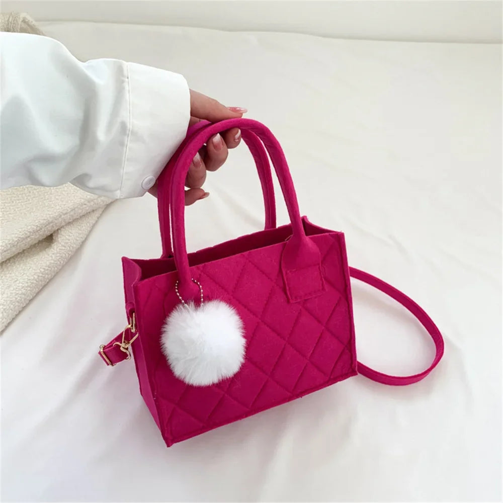 New Casual Simple Versatile Small Square Felt Handbags - Flossy Mom