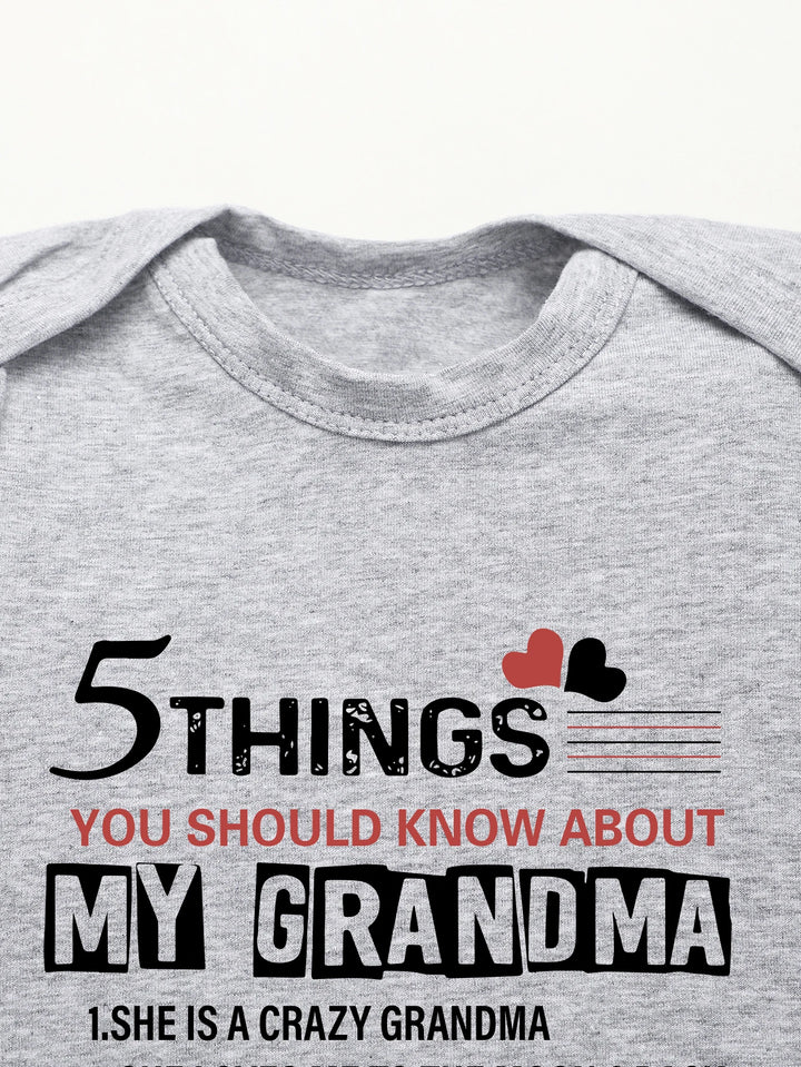 Soft Skin-friendly Cotton My Grandma 5 Things Printed Baby Onesies