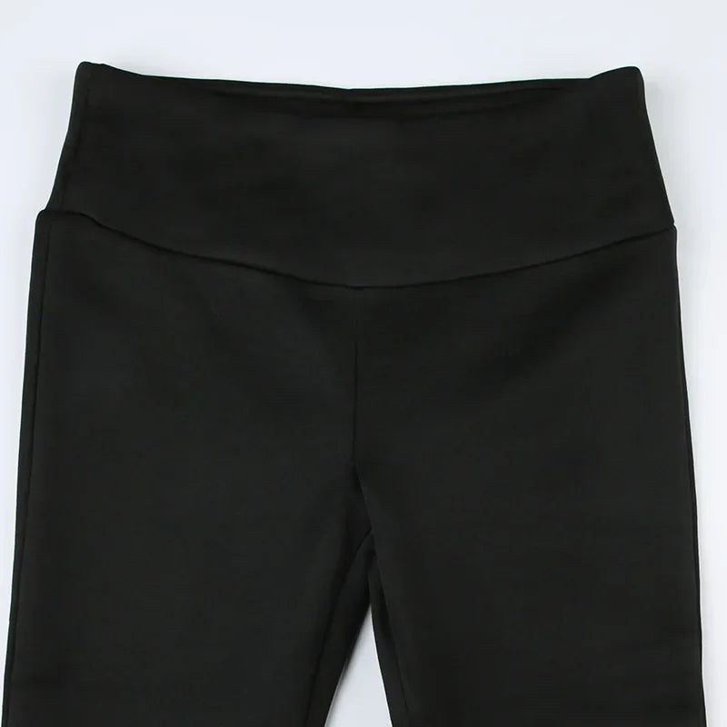 Women's slim-fit bootcut dress pants, black with contoured waistband
