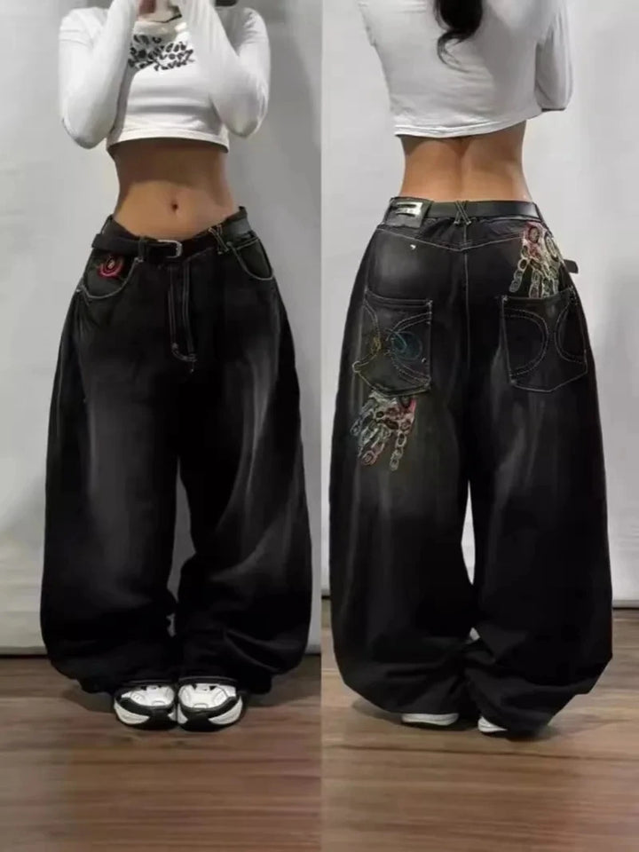 Baggy Button-fly Wide Leg High Waist Denim Jeans