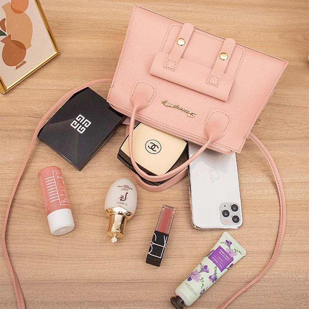 Minimalist Square Front Pocket Top Handle Crossbody Leather Handbags - Flossy Mom