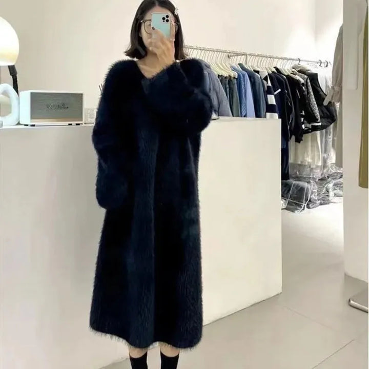 Plush Oversize Soft Knitted Mink Sweater Dresses