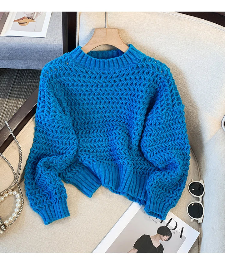 Oversized Long Sleeve Hollow Out Knit Sweaters