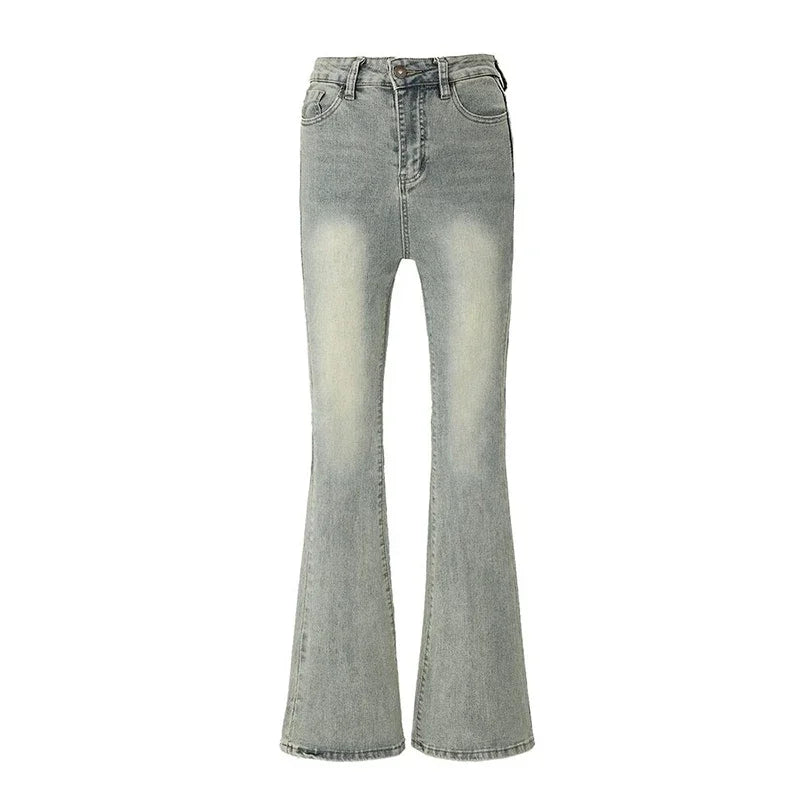 Light blue denim jeans on a white background