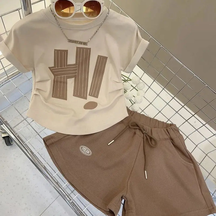 Summer "H!" Print Shirt & Shorts Tennis Set