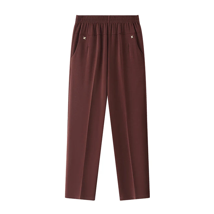 Women's Relaxed-Fit Wide Leg Pants – Soft Cotton Elastic Waist Lounge Pants Plus Size