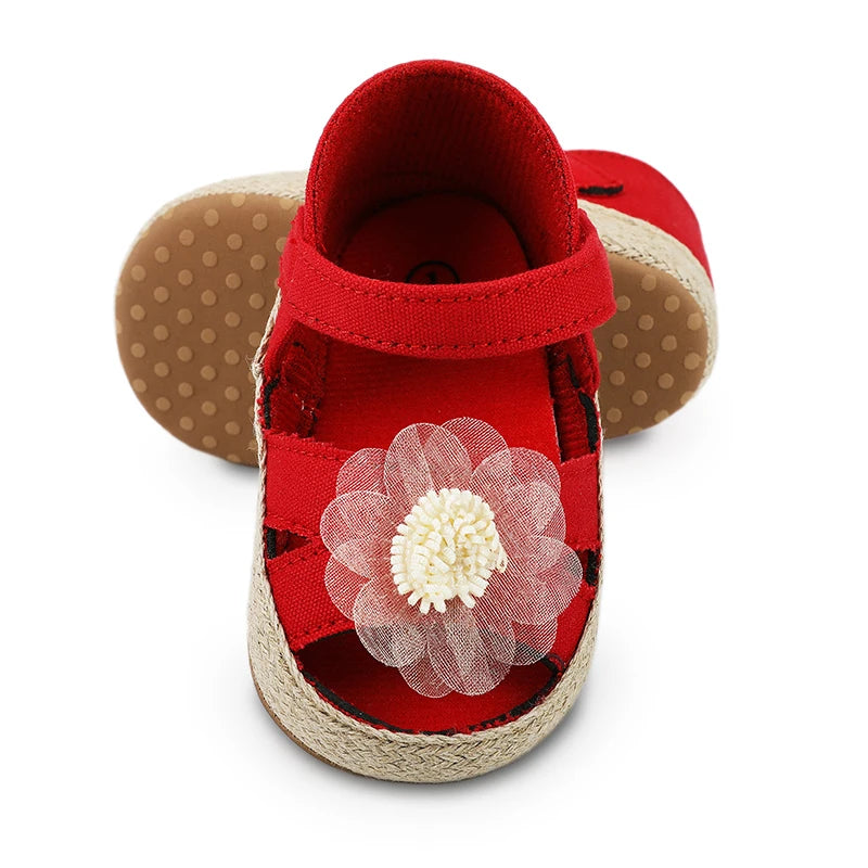 Flower Detail Soft Sole Anti-Slip First Walker Sandals