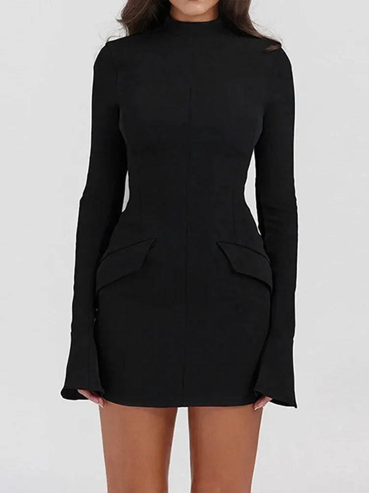 Half High Collar Bodycon Mini Office Dresses