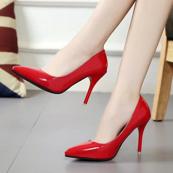 Women's Sexy Leather Platform High Heel Stiletto Pumps Shoes