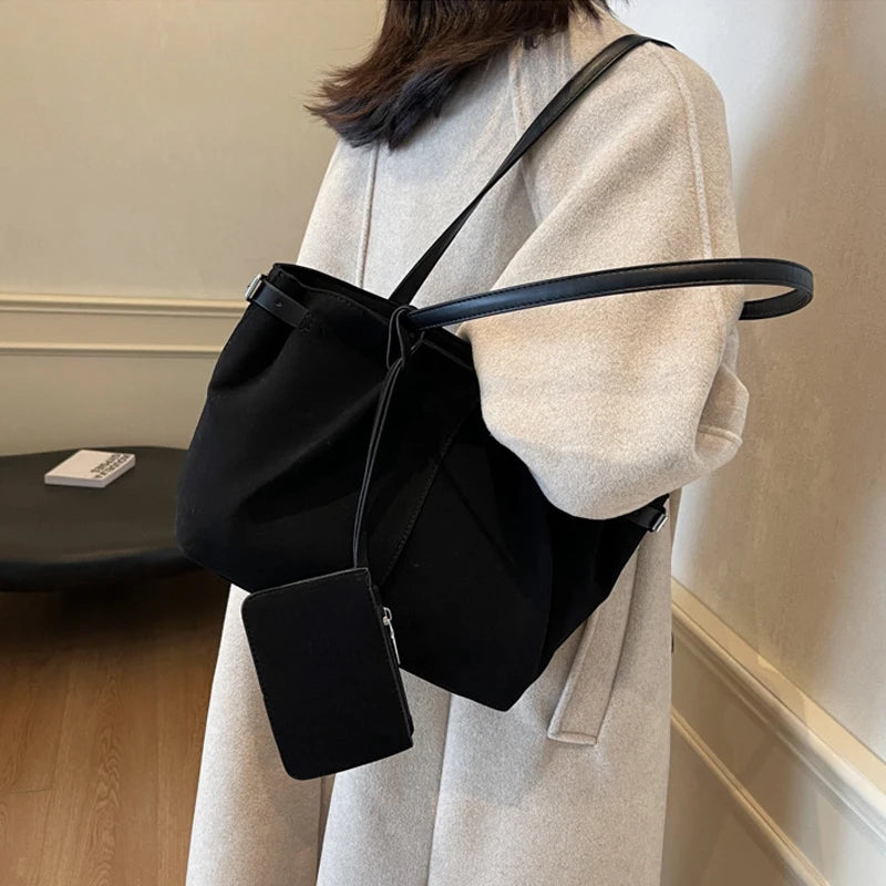 Large Capacity Soft Suede Y2K Open Tote Handbags - Flossy Mom