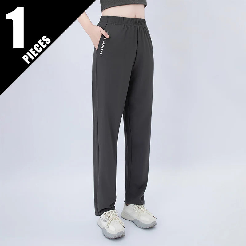 Wide-leg pocket pants with elastic waistband, black