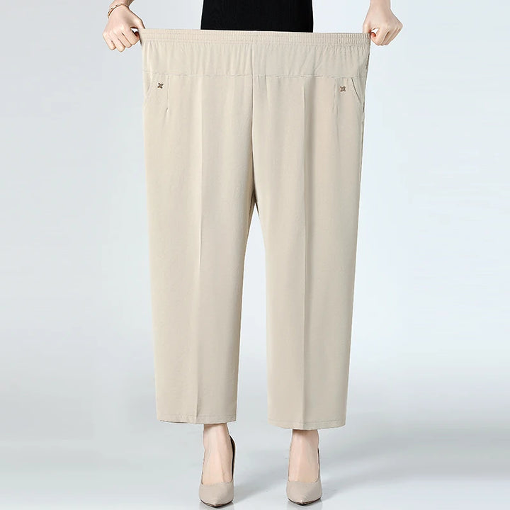 Women's Relaxed-Fit Wide Leg Pants – Soft Cotton Elastic Waist Lounge Pants Plus Size