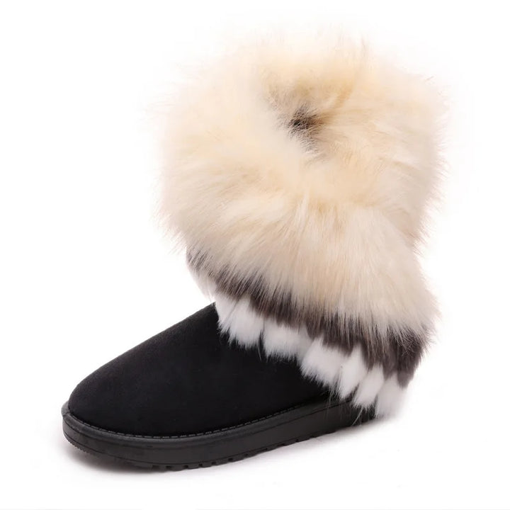 Warm Soft Long Flock Fur Slip-On Ankle Snow Boots - Flossy Mom