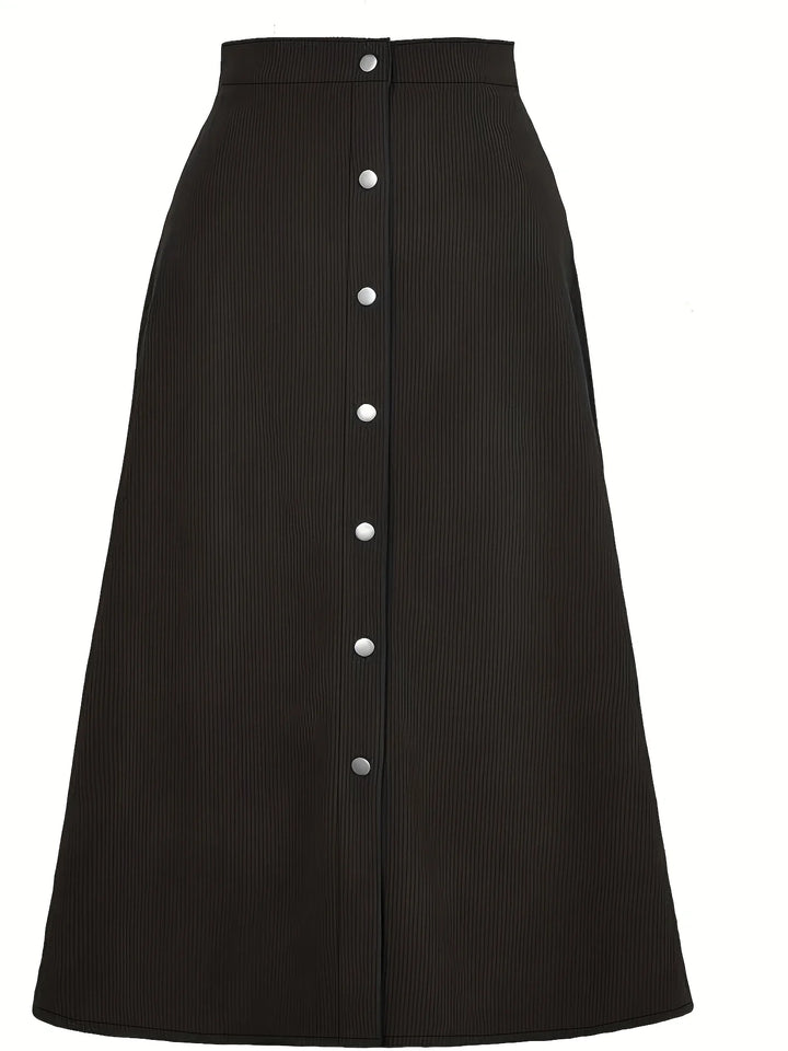 Office Lady Button Front Slit Plus Size Women's Midi Skirts