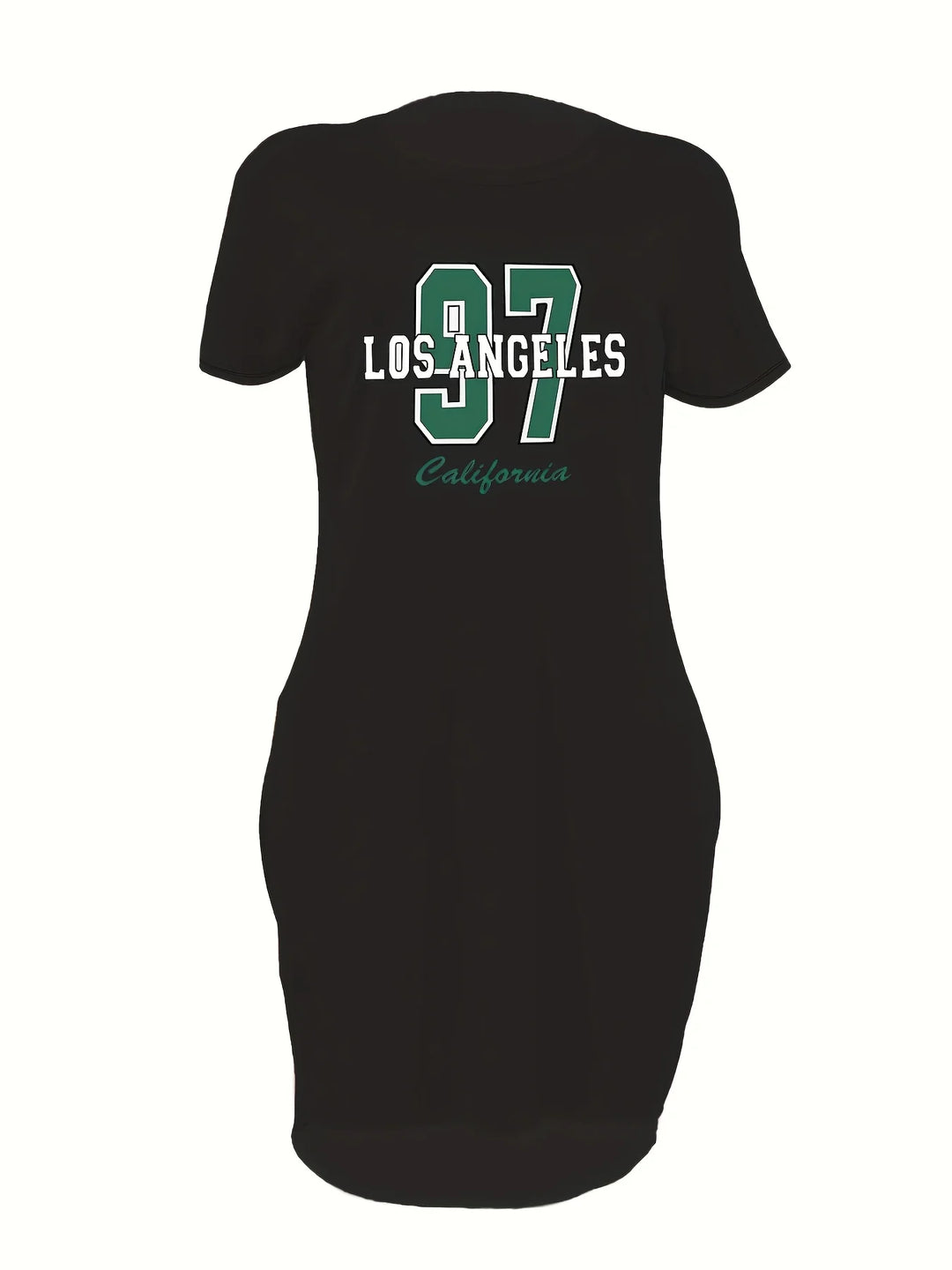 Plus Size Women's LA Print Summer T-Shirt Dresses