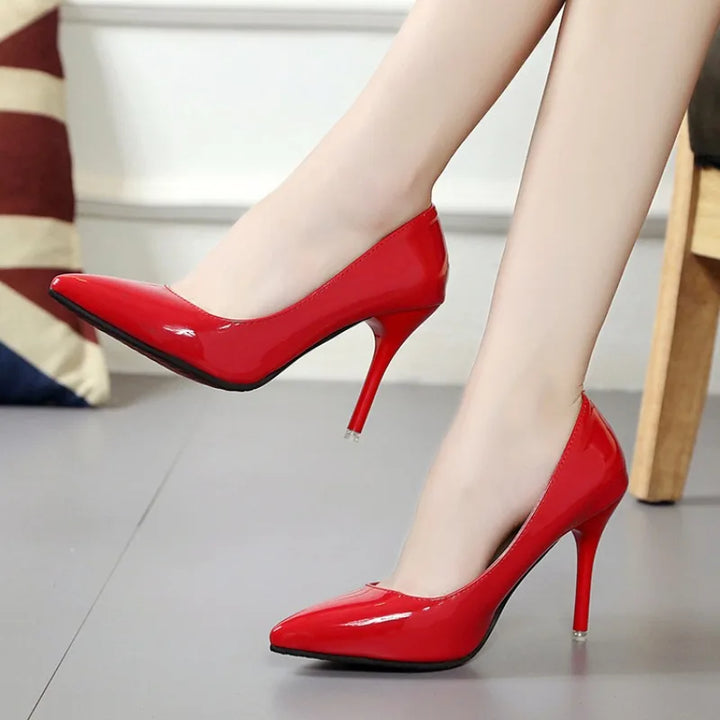 Women's Sexy Leather Platform High Heel Stiletto Pumps Shoes