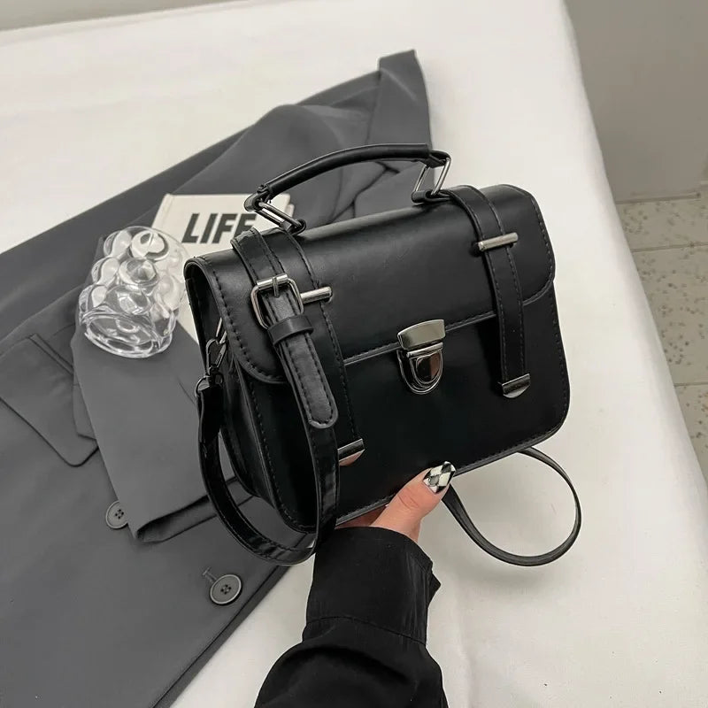 Small Square Metal Lock Buckle PU Lether Handbags - Flossy Mom
