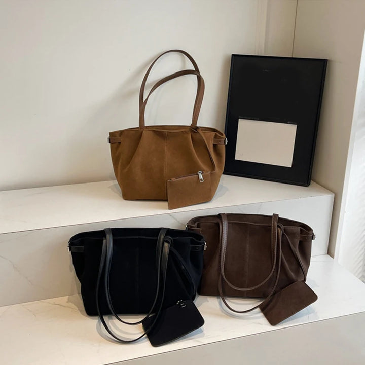 Large Capacity Soft Suede Y2K Open Tote Handbags - Flossy Mom