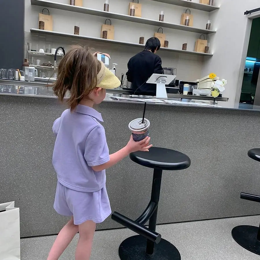 💕 Polo Top & Shorts Set for Little Girls – Soft & Breezy - Flossy Mom