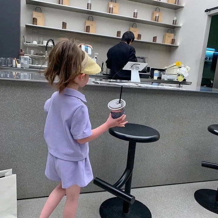 💕 Polo Top & Shorts Set for Little Girls – Soft & Breezy - Flossy Mom