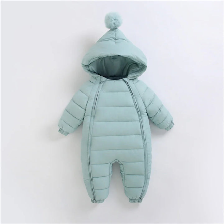 Warm Double Zipper Long Sleeves Hooded Snowsuits