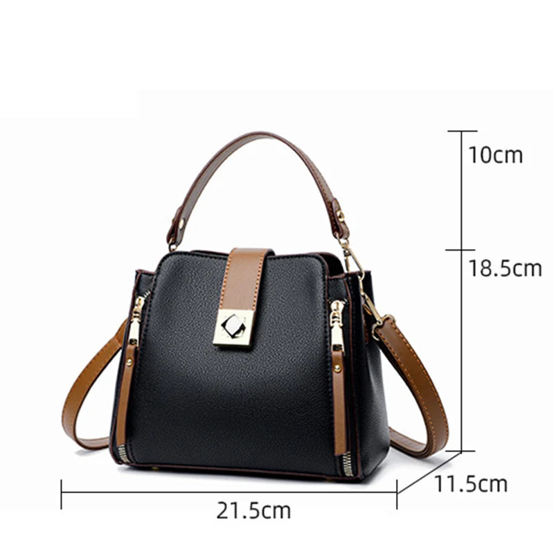 Modern Small Handle Strap Gold Hardware PU Leather Handbags - Flossy Mom