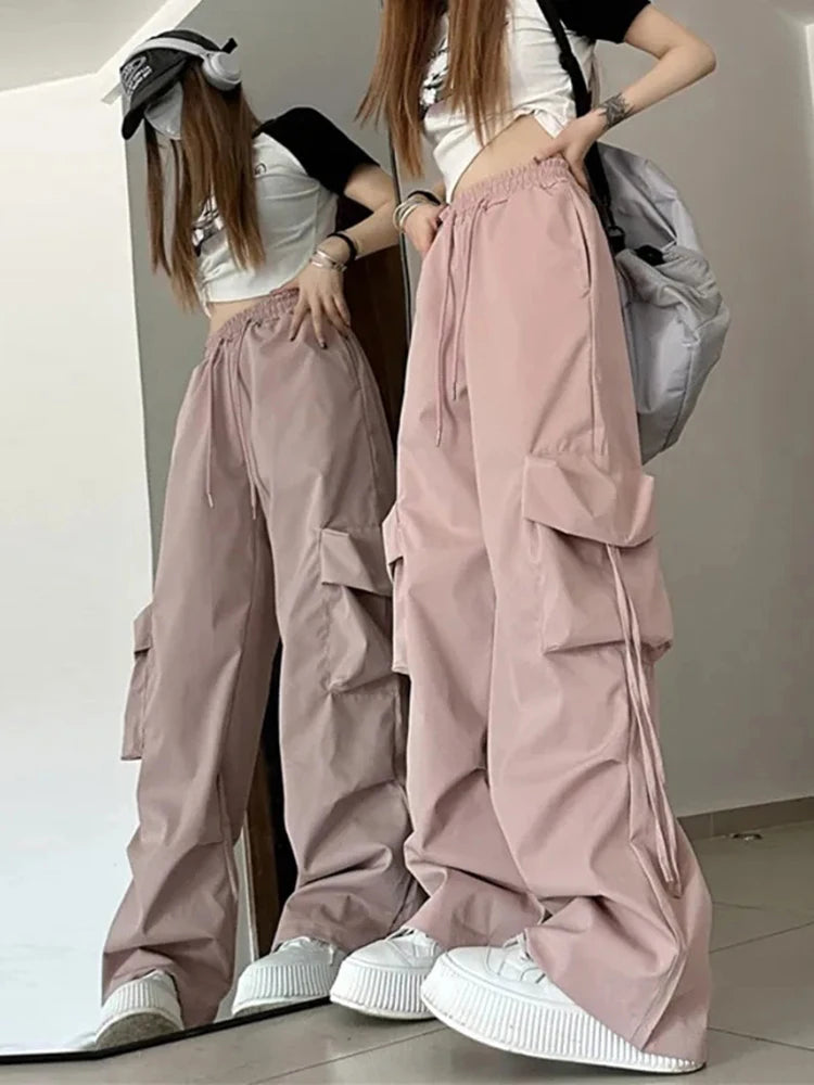 Loose Baggy Cargo Elastic High Waist Pants