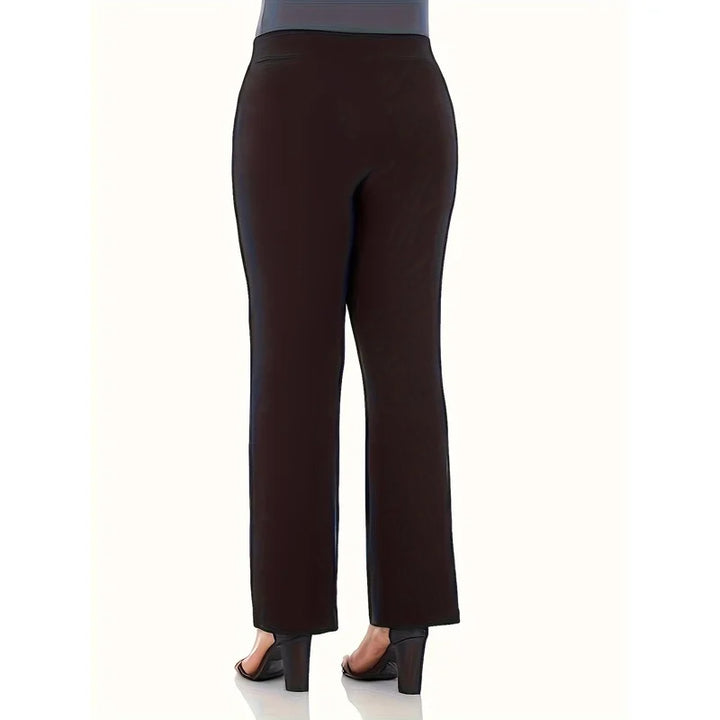 High-rise ankle-crop pull-on pants in dark black, wide-leg back view